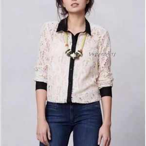 Anthro Vanessa Virginia Gemma Lace Button Down Blouse
